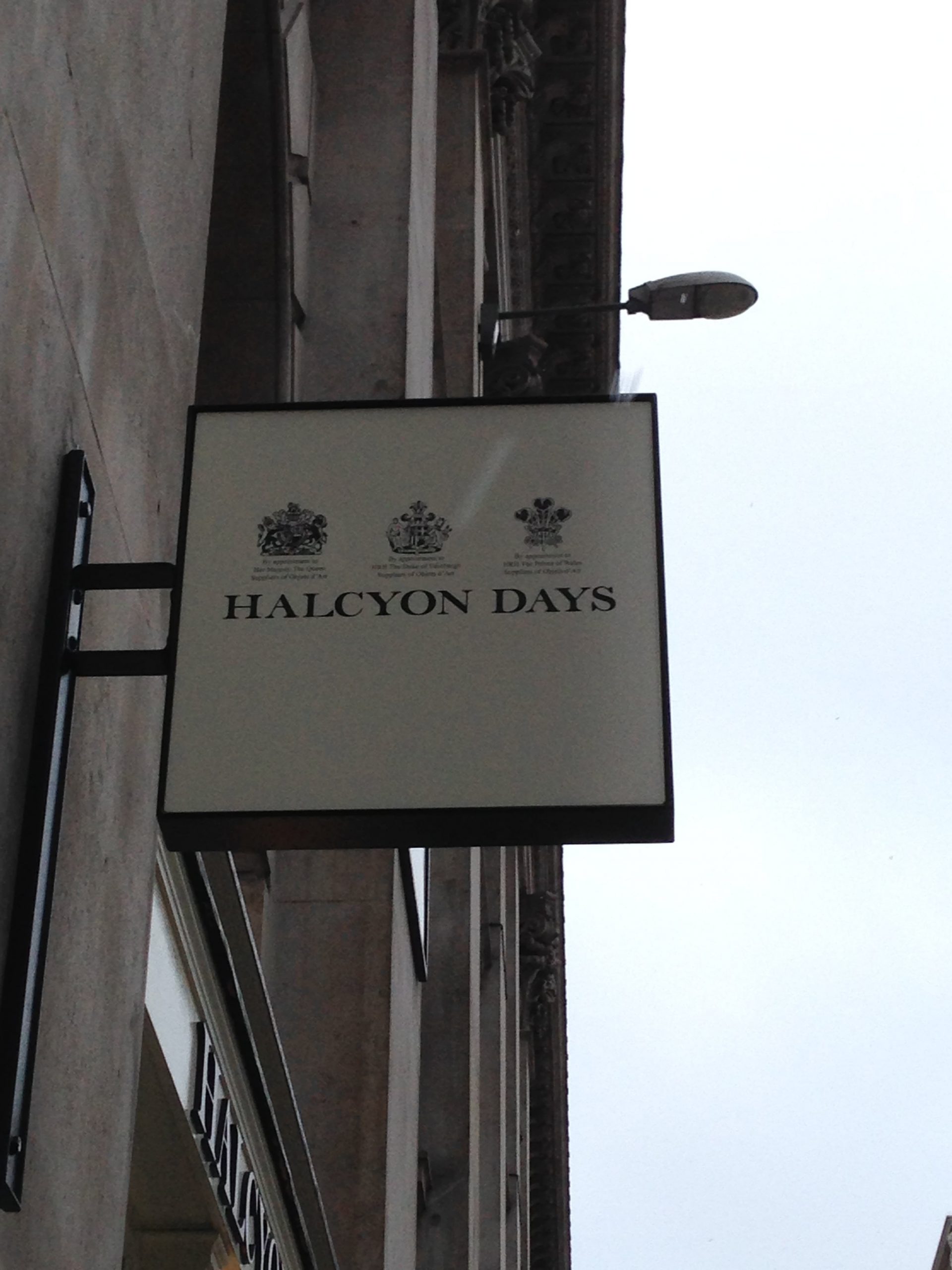 HALCYON DAYS projecting sign