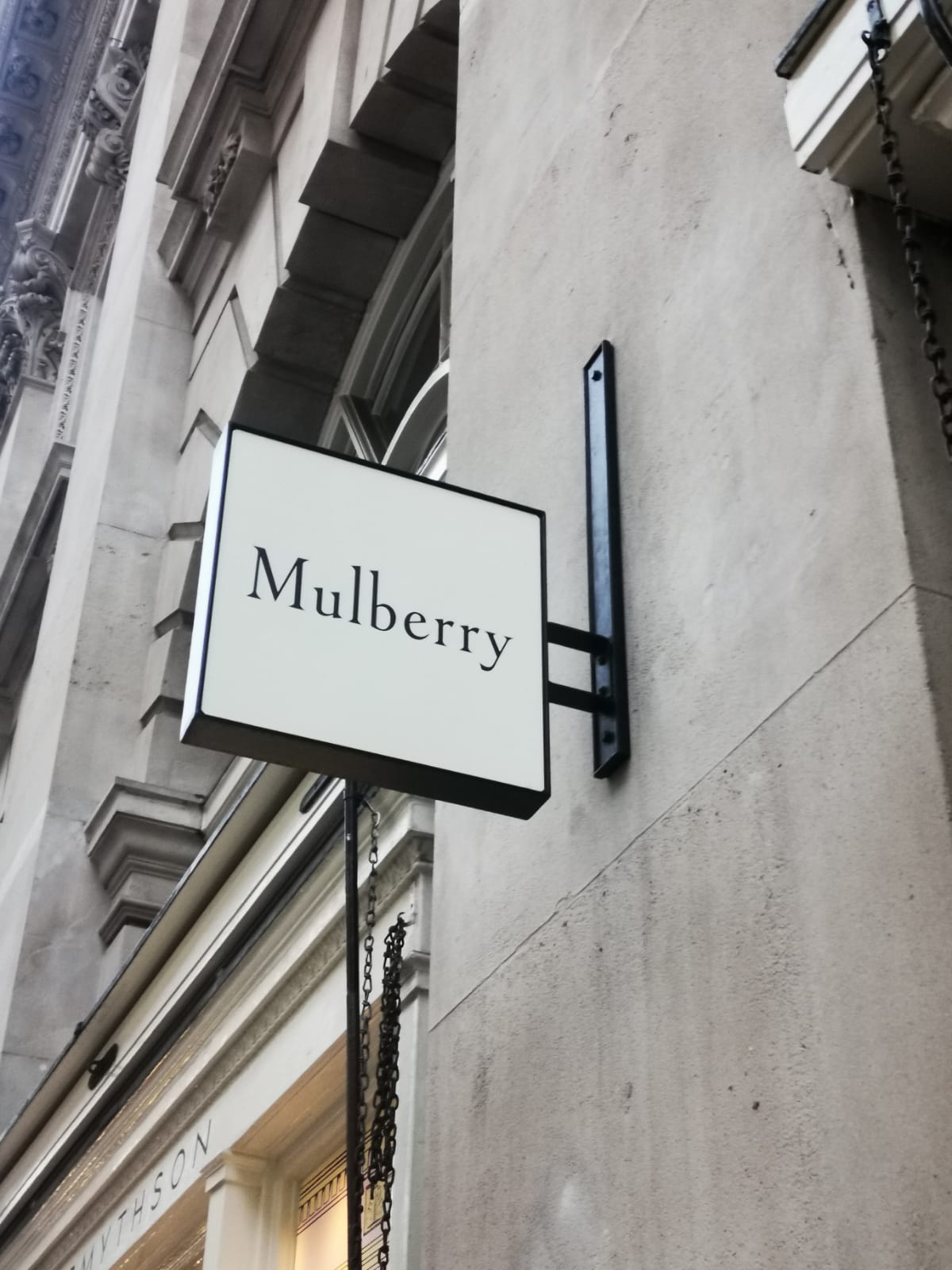 MULBERRY projecting sign